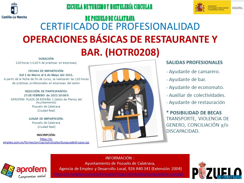 Curso de Operaciones Básicas de Restaurante y Bar, con certificado de profesionalidad